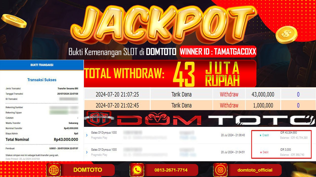 JACKPOT SLOT PRAGMATIC GATES OF OLYMPUS 1000 20 JULI 2024